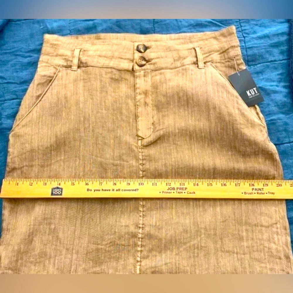 KUT from the Kloth Women's Freida-Front Slit Skirt NWT Size 10 Color Wood